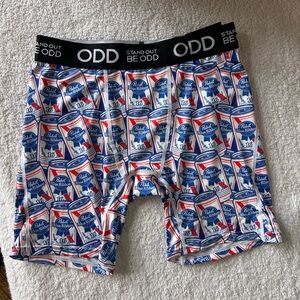 NEW ODD Men's Blue pants blue ribbon Patterned Boxer Briefs Small
